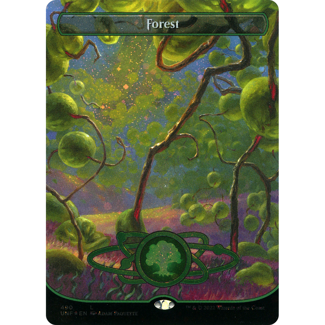 Forest (490) (Borderless) (Galaxy Foil) (UNF-490) - Unfinity Foil