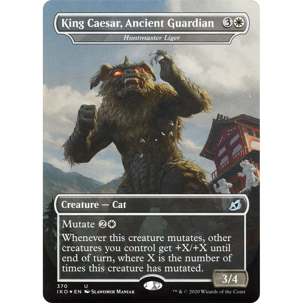 King Caesar, Ancient Guardian - Huntmaster Liger (IKO-370) - Ikoria: Lair of Behemoths / King Caesar, Ancient Guardian (Borderless) Foil
