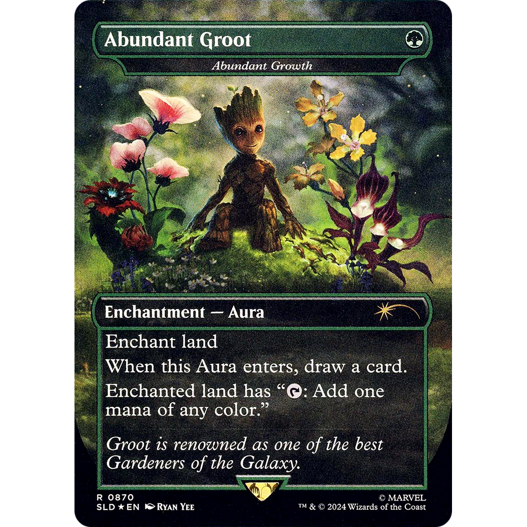 Abundant Groot - Abundant Growth (Rainbow Foil) (SLD-870) - Secret Lair Drop / Abundant Groot (Borderless) Foil
