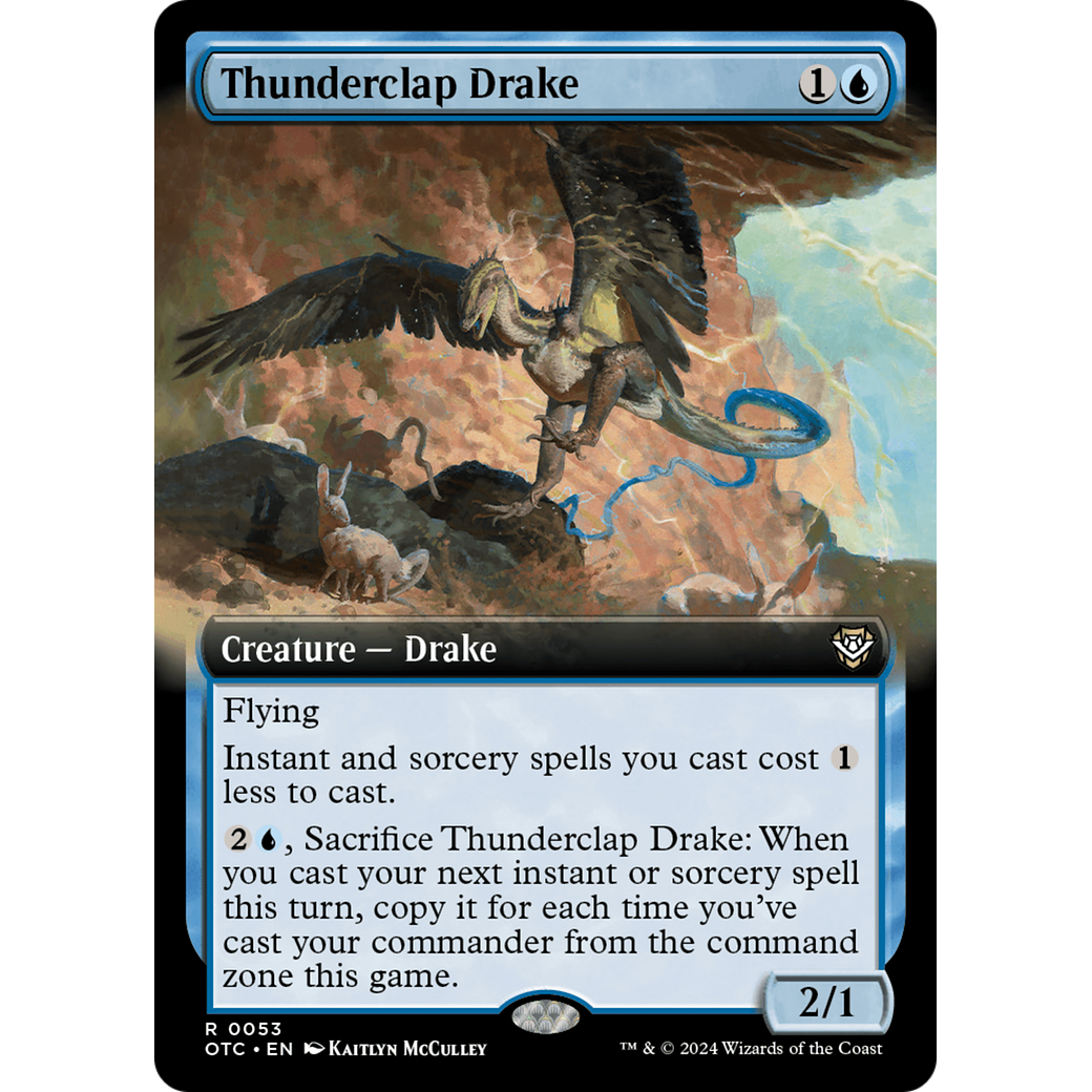 Thunderclap Drake (OTC-053) - Outlaws of Thunder Junction Commander: (Extended Art)