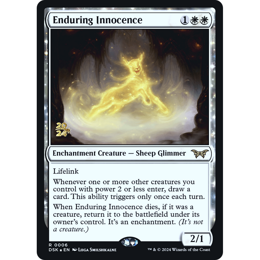 Enduring Innocence (PRE-06S) - Duskmourn: House of Horror Promos: (enchantment) Foil