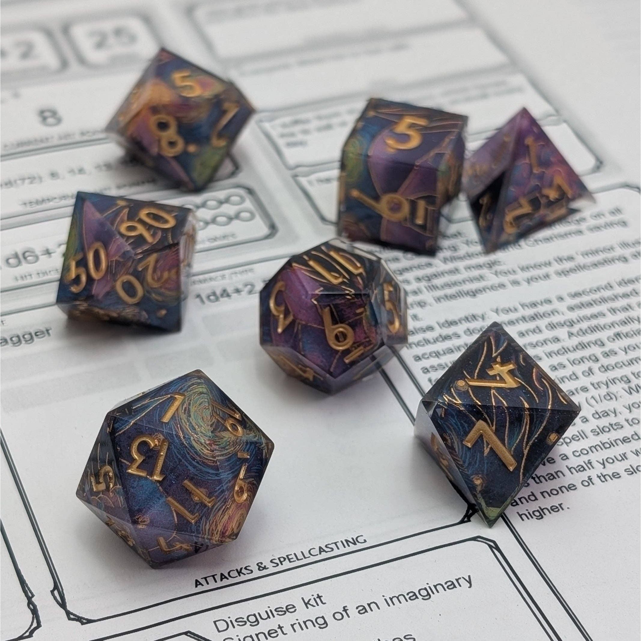 Starry Core - 7 Piece Luxury D&D Dice Set