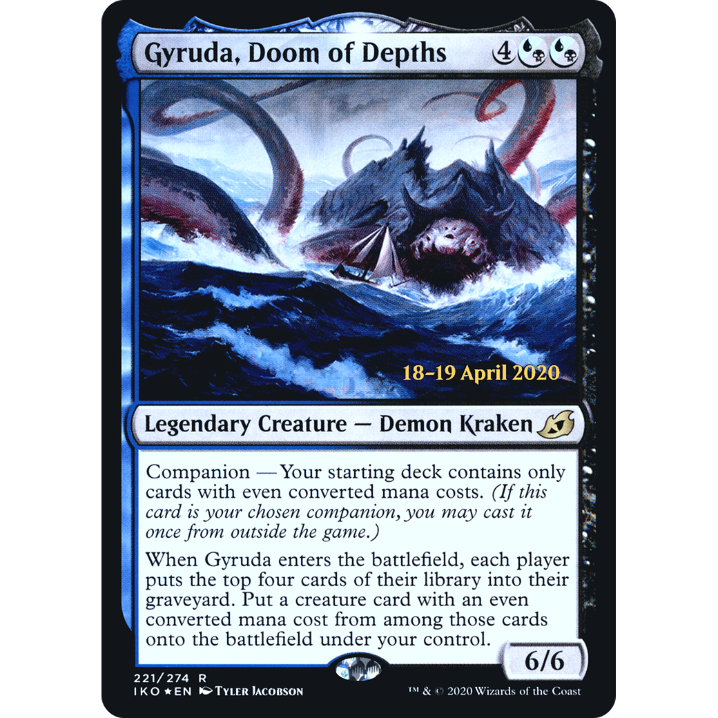 Gyruda, Doom of Depths (PRE-221) - Ikoria: Lair of Behemoths Promos: (companion) Foil