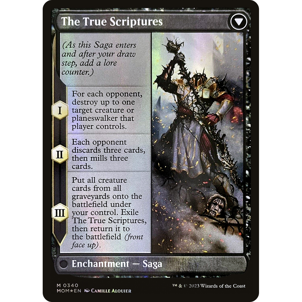 Sheoldred // The True Scriptures (MOM-340) - March of the Machine (Borderless) Foil
