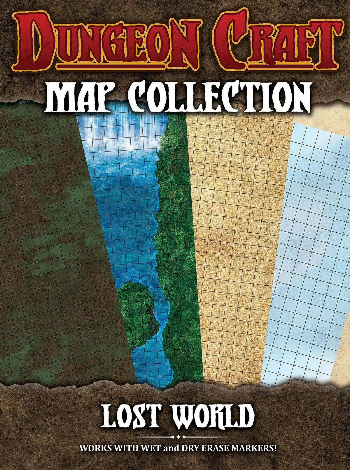 Dungeon Craft Battlemap 4 Pack: Lost Worlds - Double-Sided Dry/Erase RPG Maps