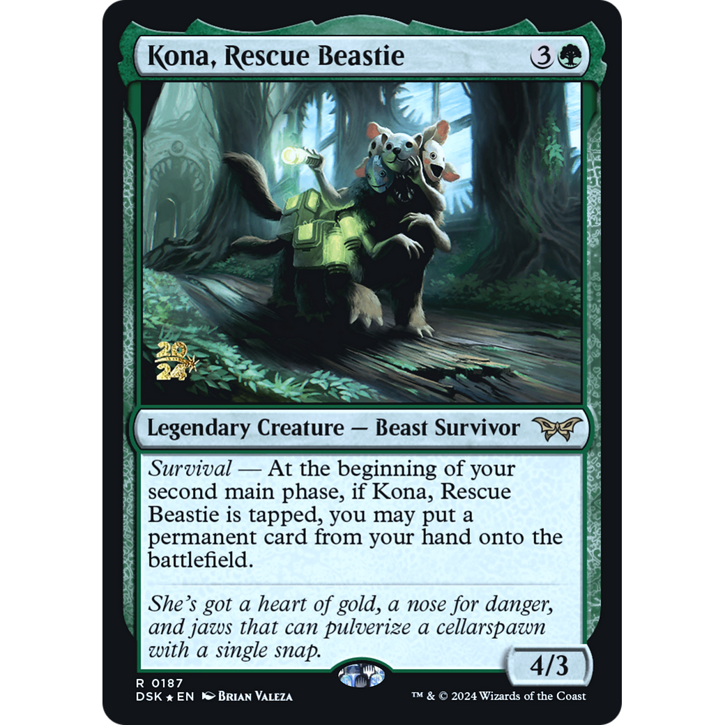 Kona, Rescue Beastie (PRE-187S) - Duskmourn: House of Horror Promos Foil