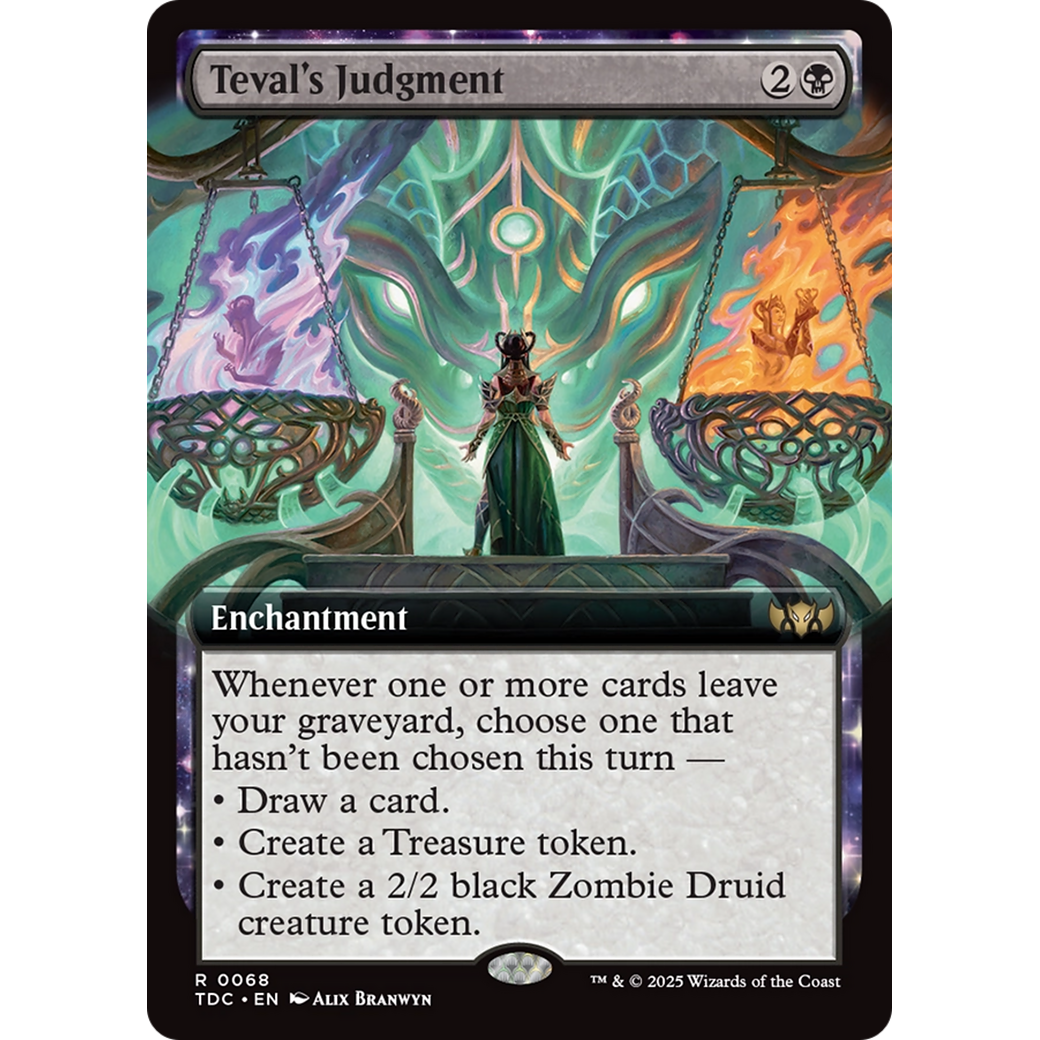 Teval's Judgment (TDC-068) - Commander: Tarkir: Dragonstorm: (enchantment, Extended Art)