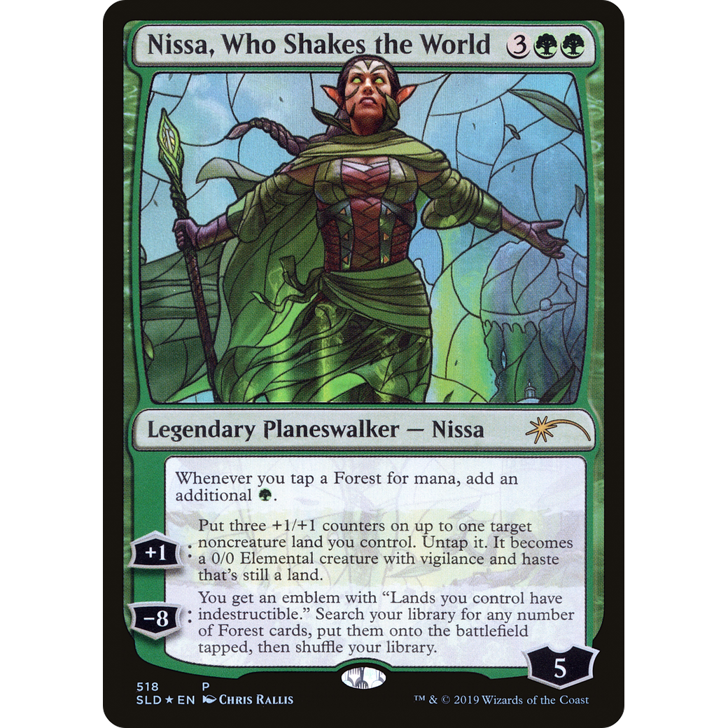 Nissa, Who Shakes the World (Stained Glass) (SLD-518) - Secret Lair Drop Foil