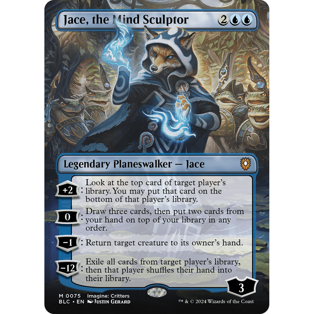 Jace, the Mind Sculptor (Borderless) (BLC-075) - Bloomburrow Commander (Borderless)