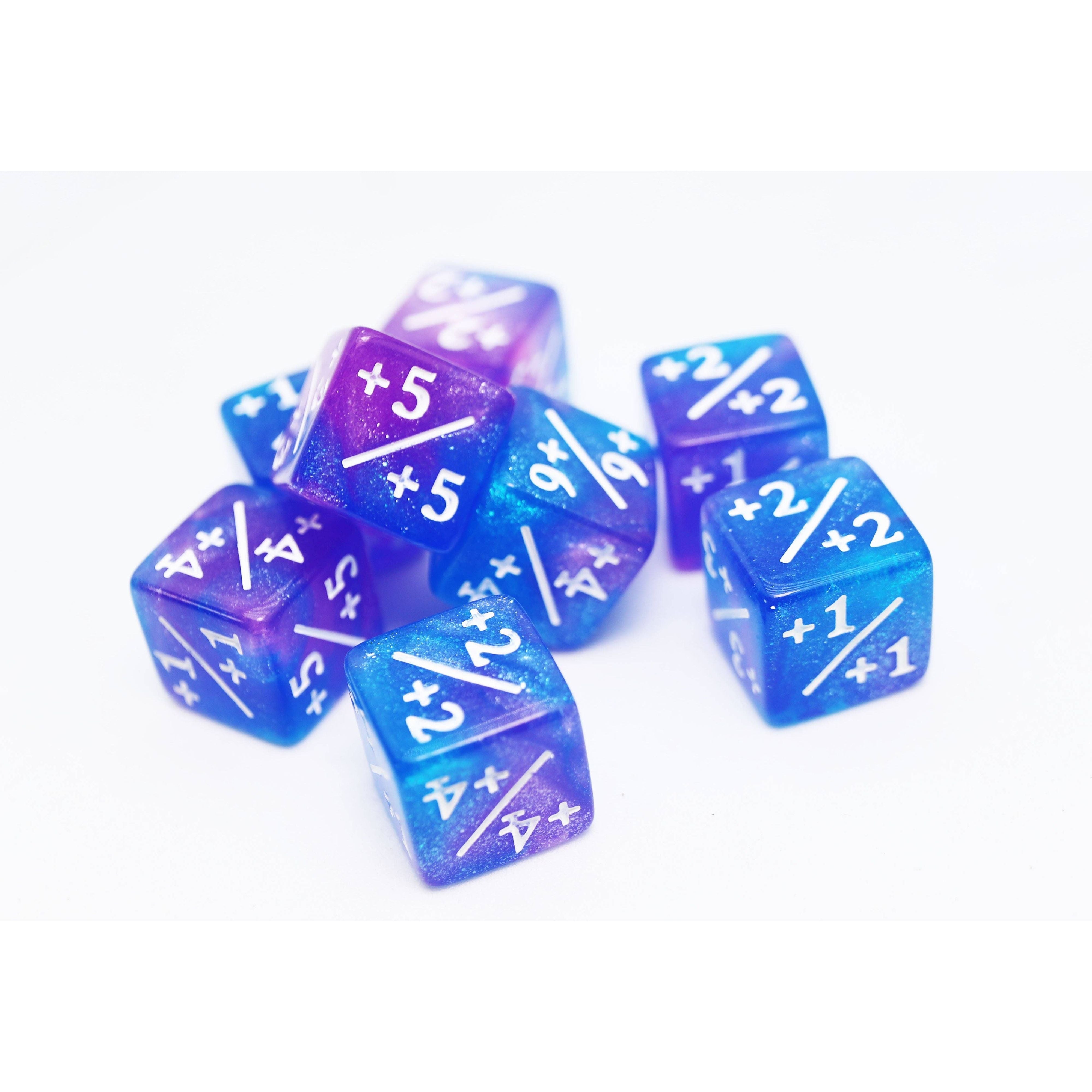 +1/+1 Blue & Purple Glitter Counters for Magic - set of 8
