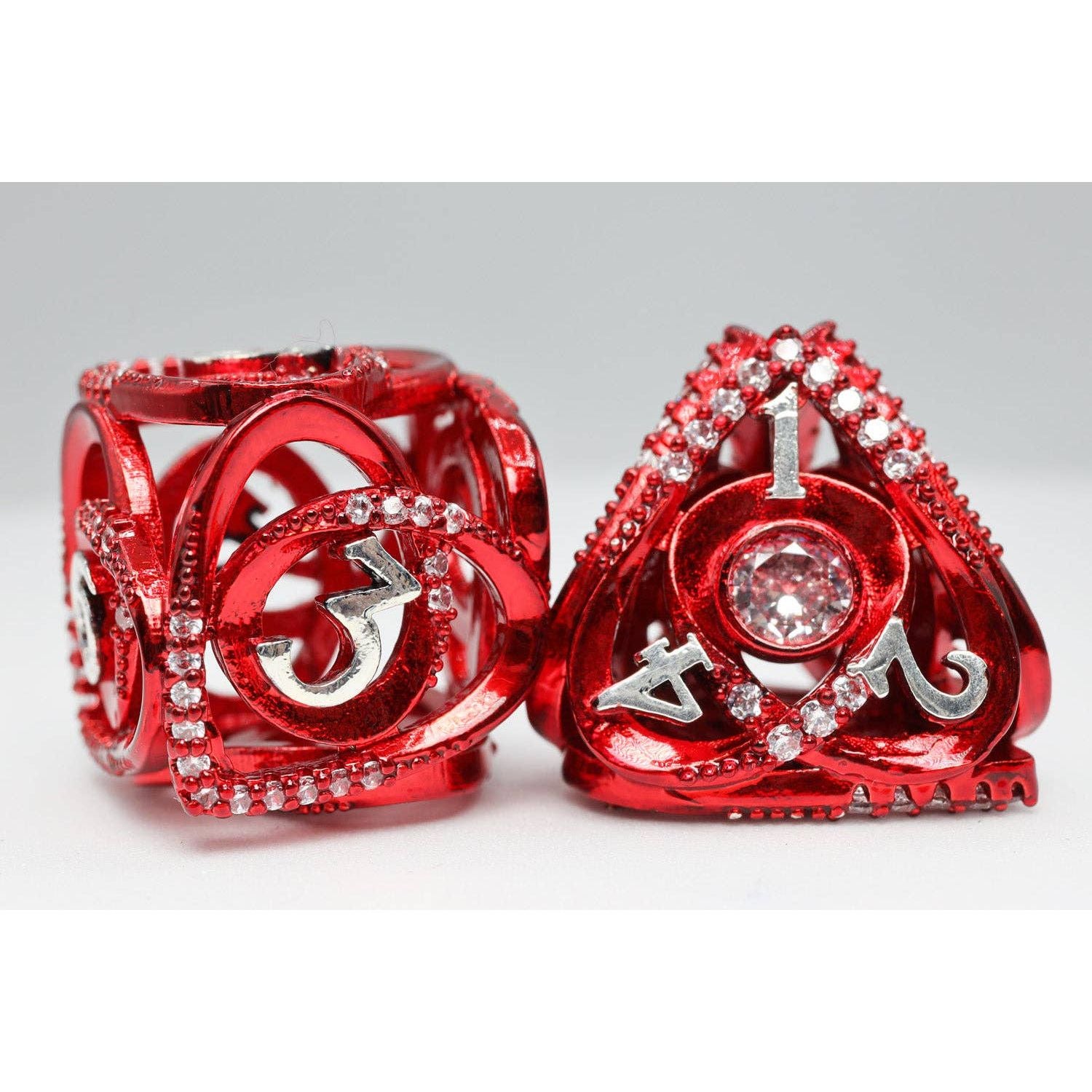 Hollow Hearts: Jeweled Red - Metal RPG Dice Set