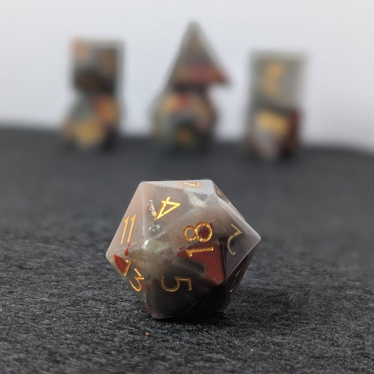 Blood Stone - 7 Piece Polyhedral Gemstone Dice Set