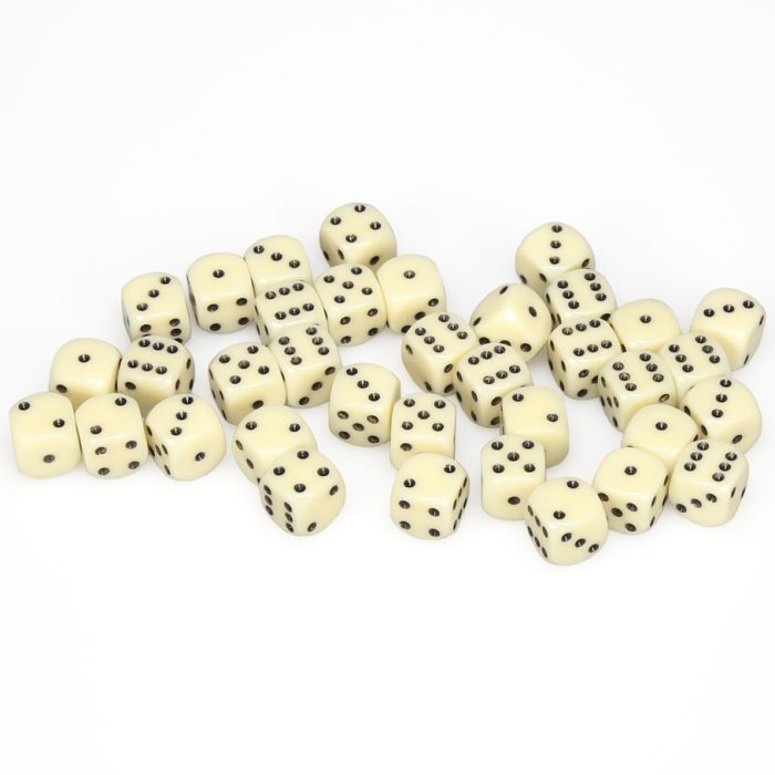 Chessex Opaque Ivory/Black Six-Sided 12mm Dice