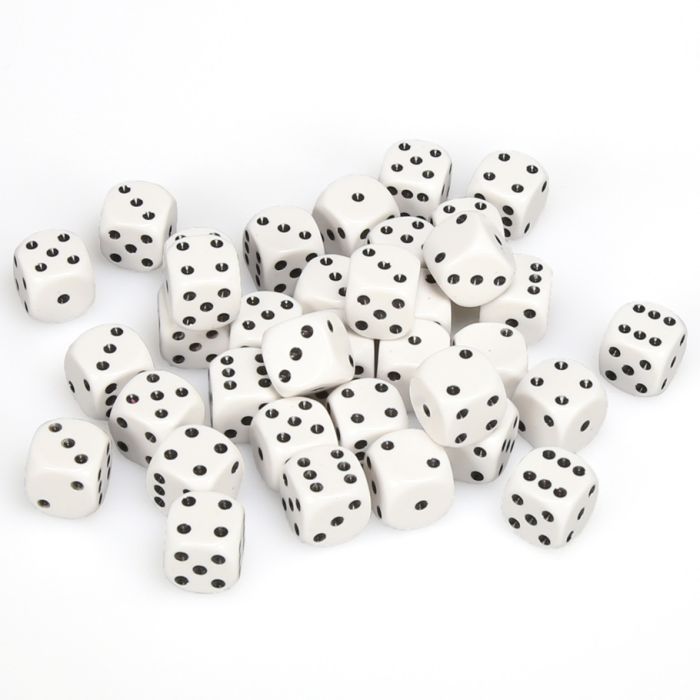 Chessex Opaque White/Black Six-Sided 12mm Dice