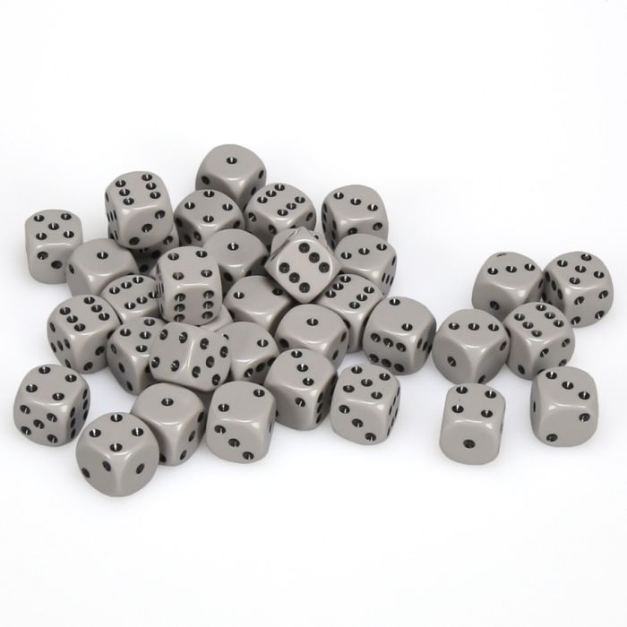 Chessex Opaque Grey/Black Six-Sided 12mm Dice