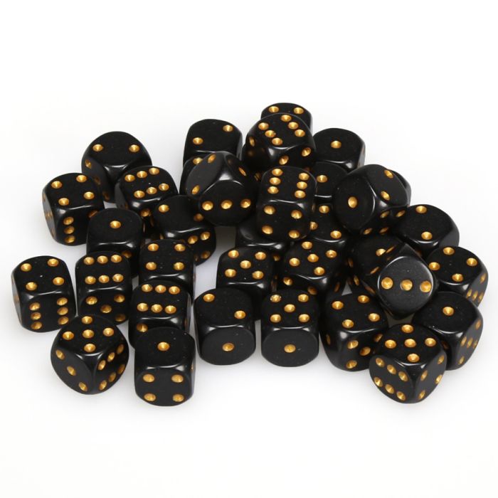 Chessex Opaque Black/Gold Six-Sided 12mm Dice