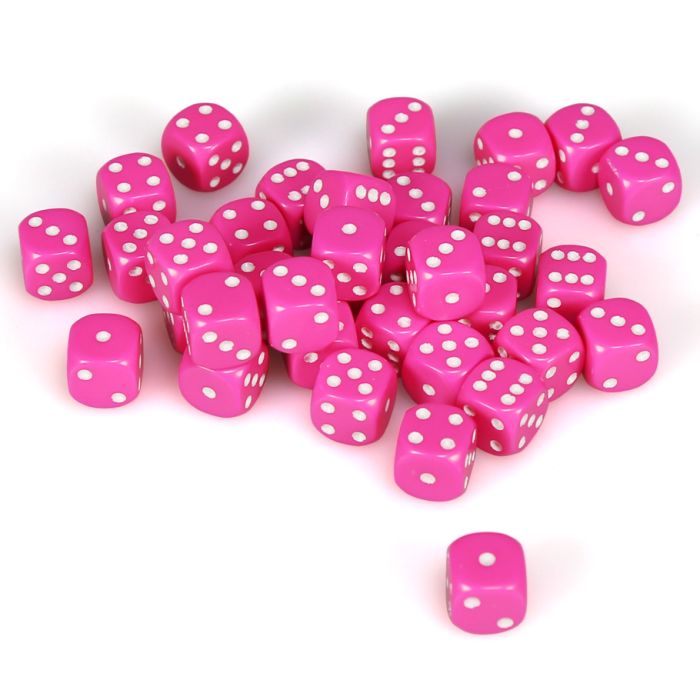 Chessex Opaque Pink/White Six-Sided 12mm Dice