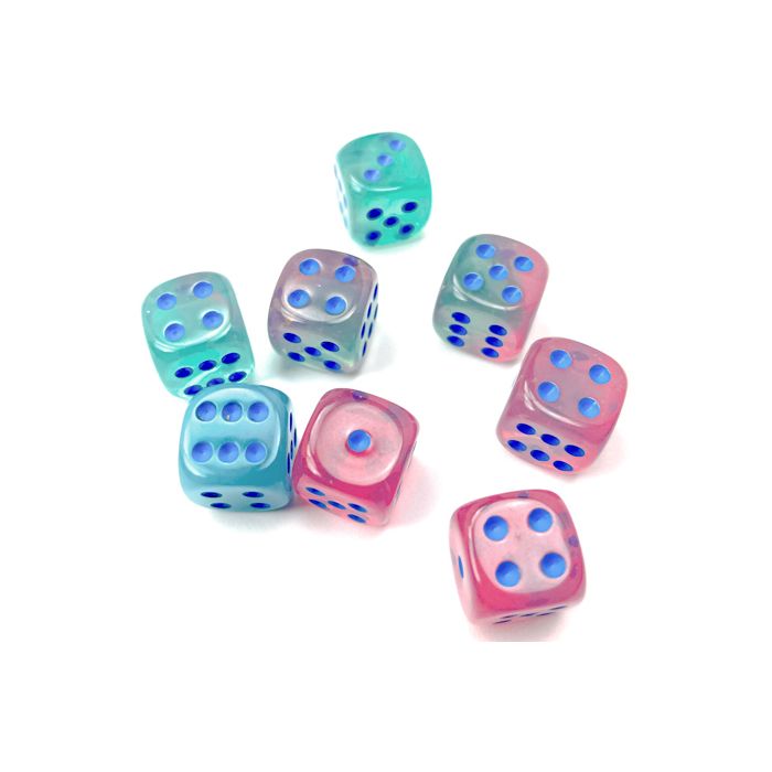 Chessex Gemini Luminary Gel Green-Pink/Blue Six-Sided 12mm Dice