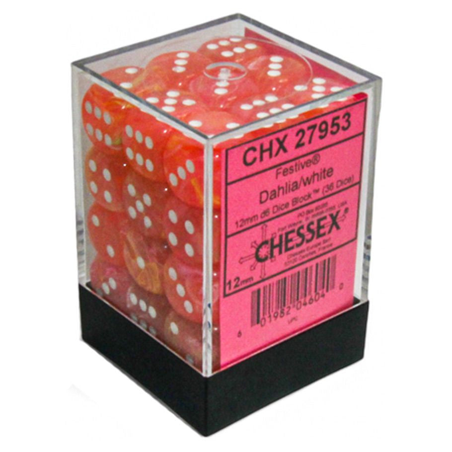 Chessex Festive Dahlia/White Six-Sided 12mm Dice