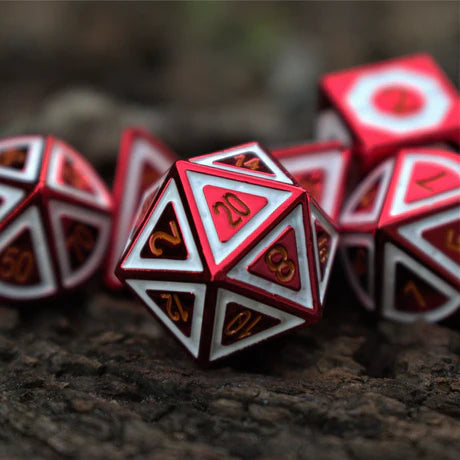 Cleric's Domain: Red And White - 7-set Metal Dice