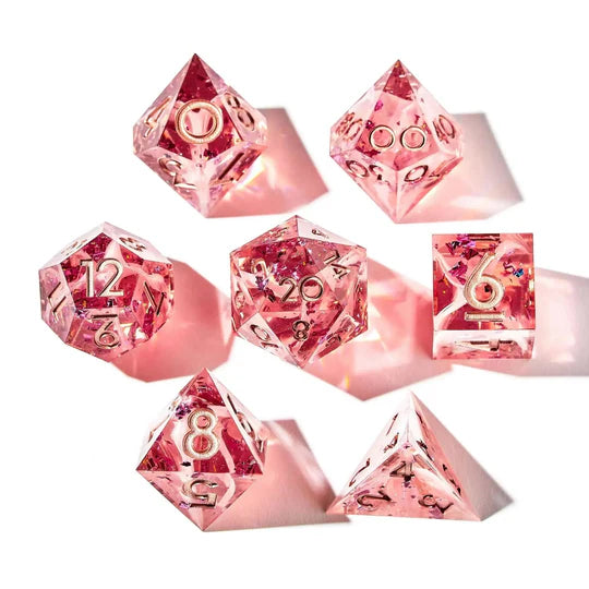 Coral Rose 7-Piece Polyhedral Dice Set (Pre-Order)