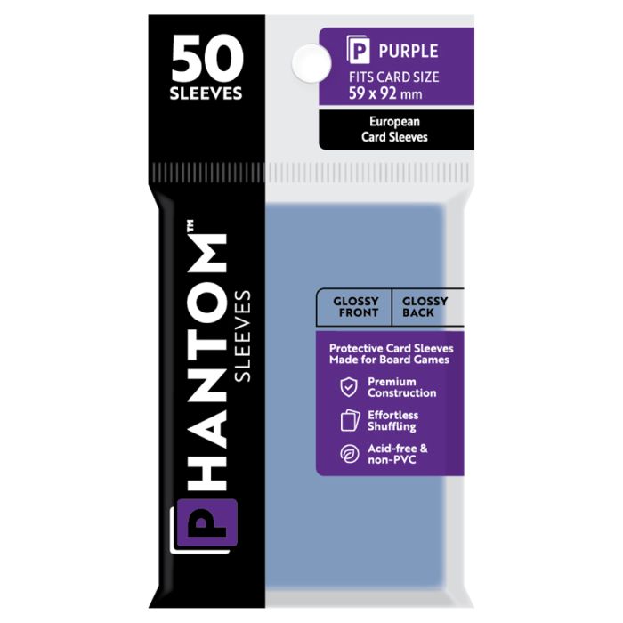 Phantom Sleeves: Purple Size 59mmX92mm 50ct - Gloss/Gloss