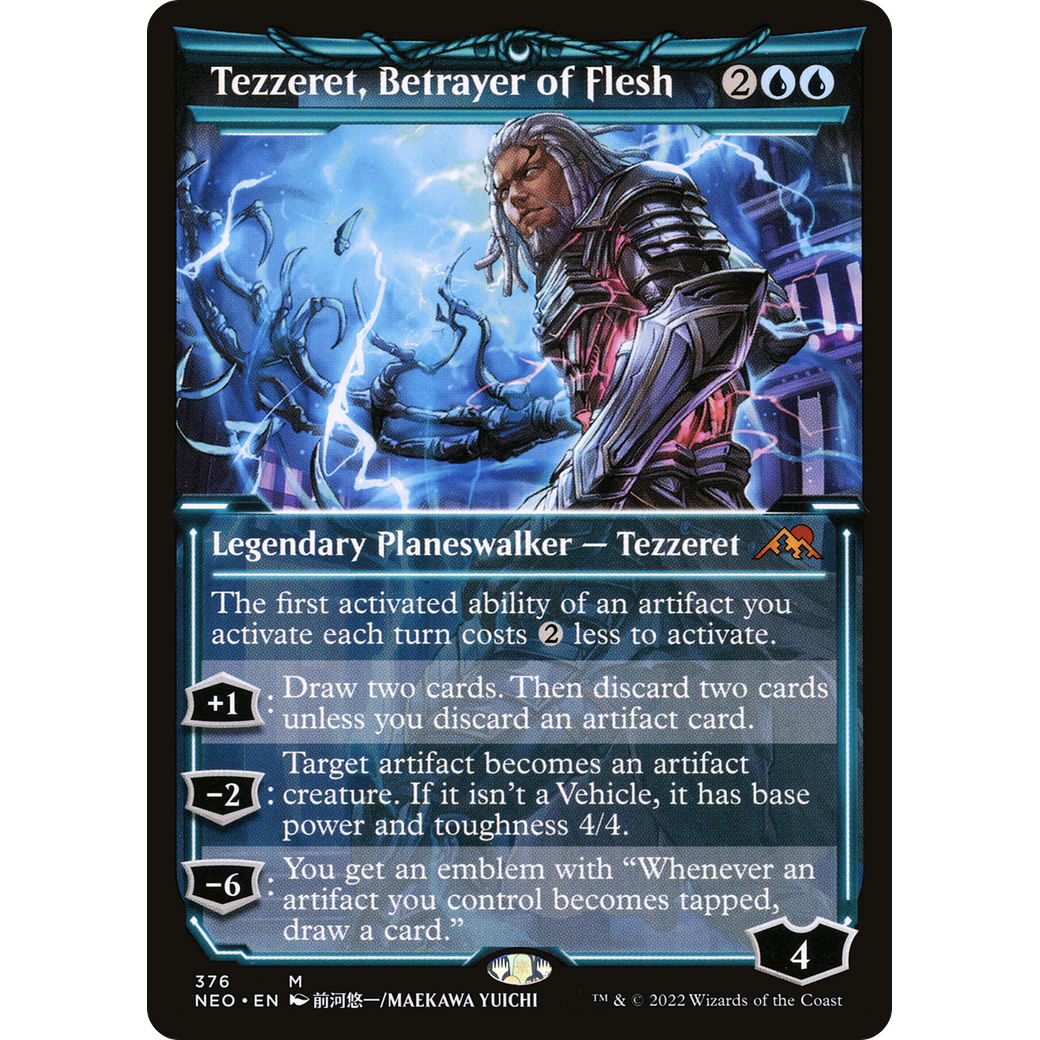 Tezzeret, Betrayer of Flesh (NEO-376) - Kamigawa: Neon Dynasty: (Showcase) Foil
