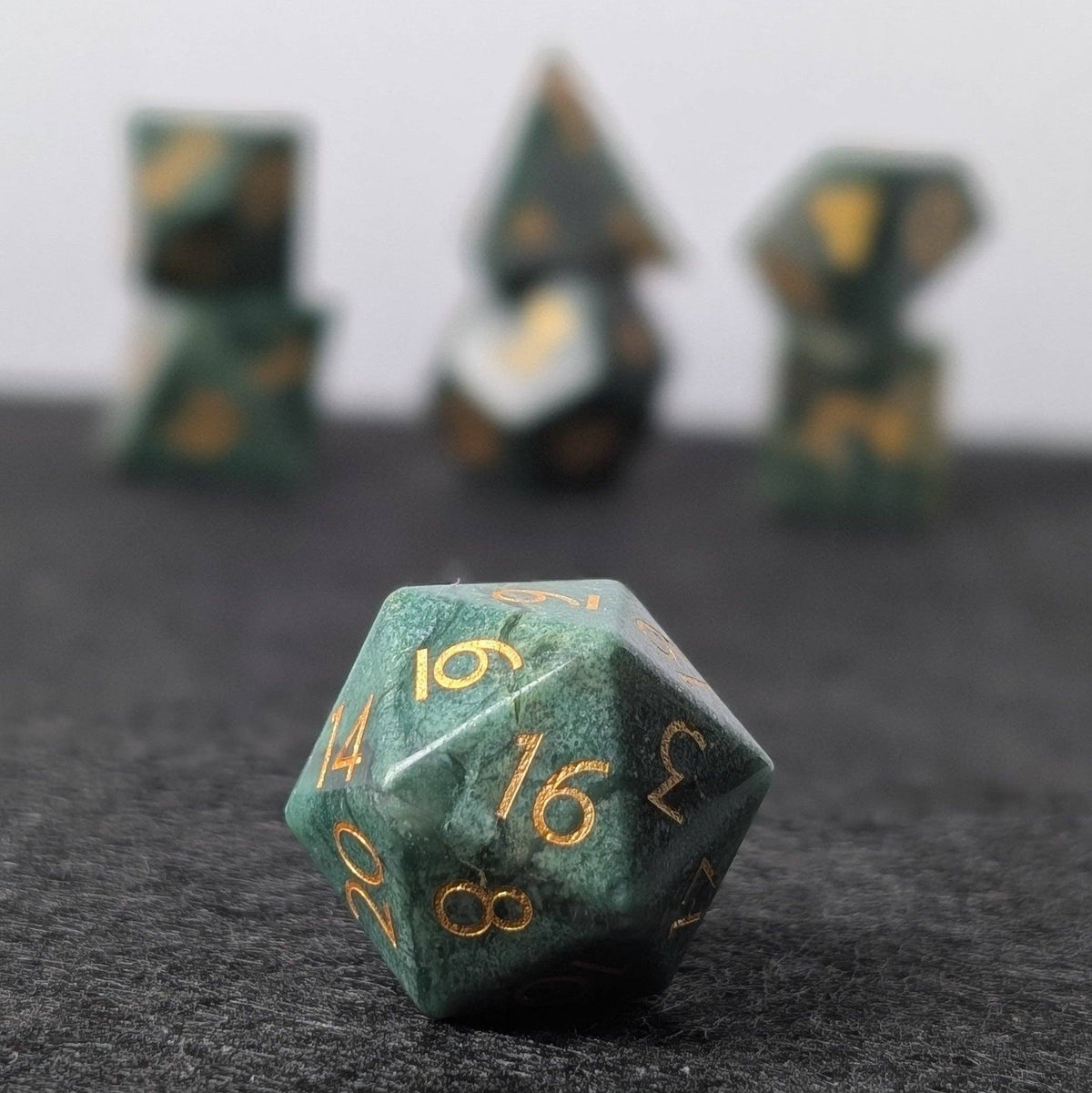 African Jade - 7 Piece Polyhedral Gemstone Dice Set