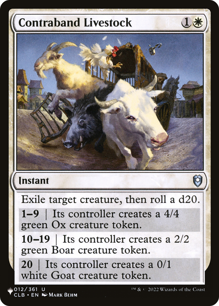 Contraband Livestock (LIST-012/361) - The List