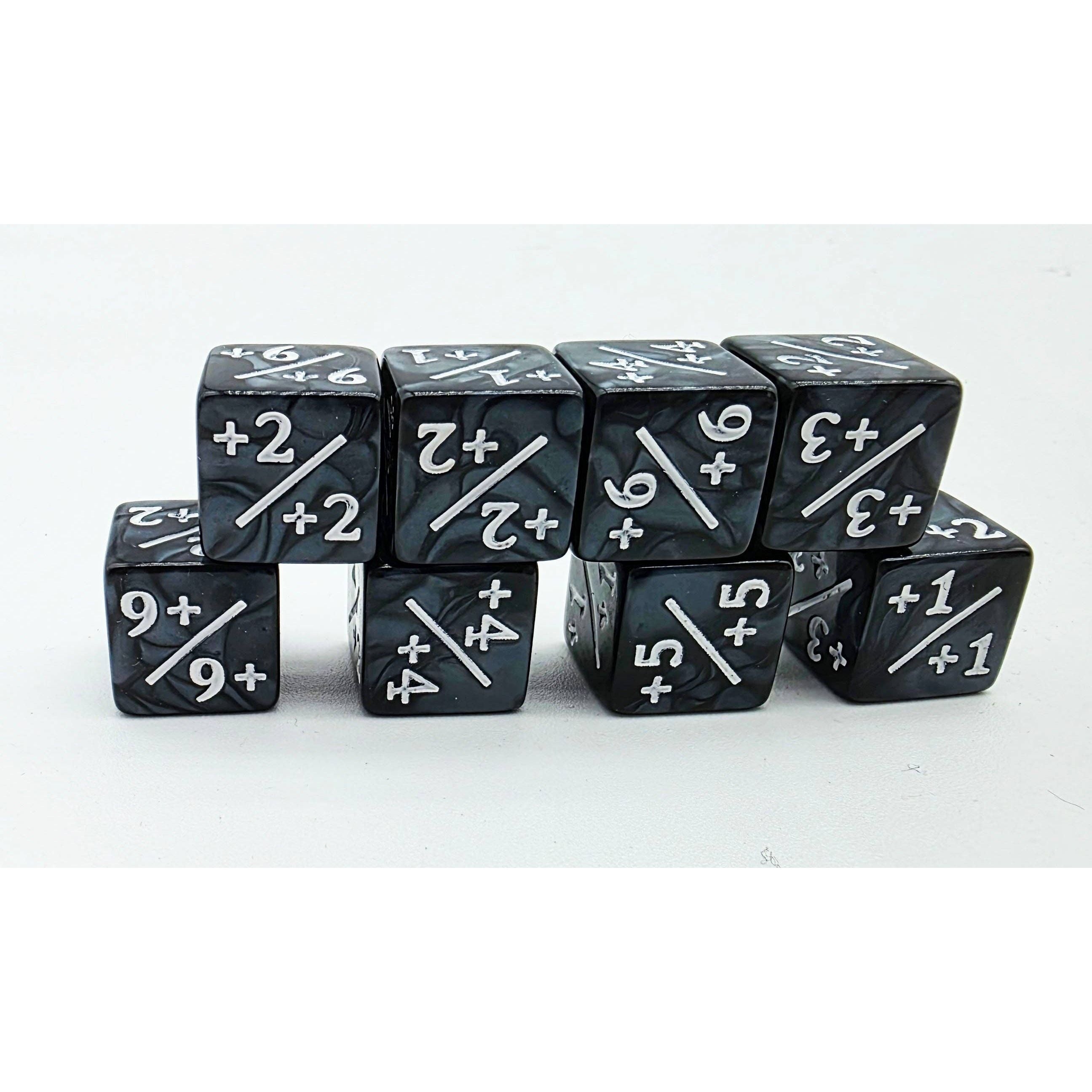 +1/+1 Pearl Black Counters with White for Magic - Set of 8