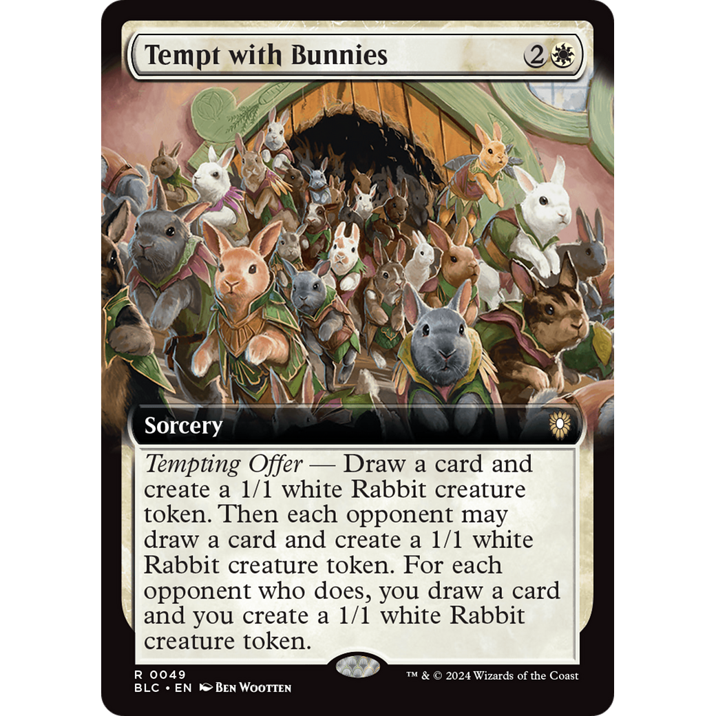 Tempt with Bunnies (BLC-049) - Bloomburrow Commander: (Extended Art)
