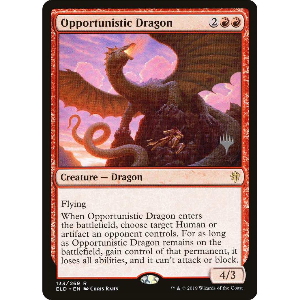 Opportunistic Dragon (PPELD-133) - Throne of Eldraine Promos Foil