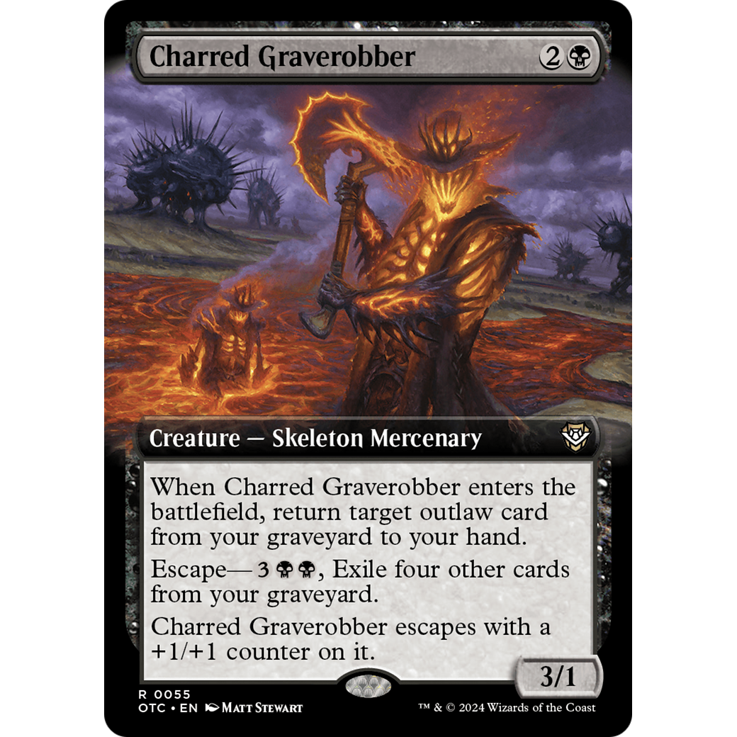 Charred Graverobber (OTC-055) - Outlaws of Thunder Junction Commander: (Extended Art)