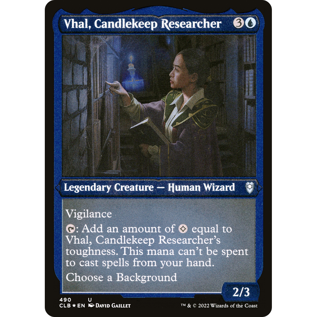 Vhal, Candlekeep Researcher (CLB-490) - Commander Legends: Battle for Baldur's Gate Etched Foil