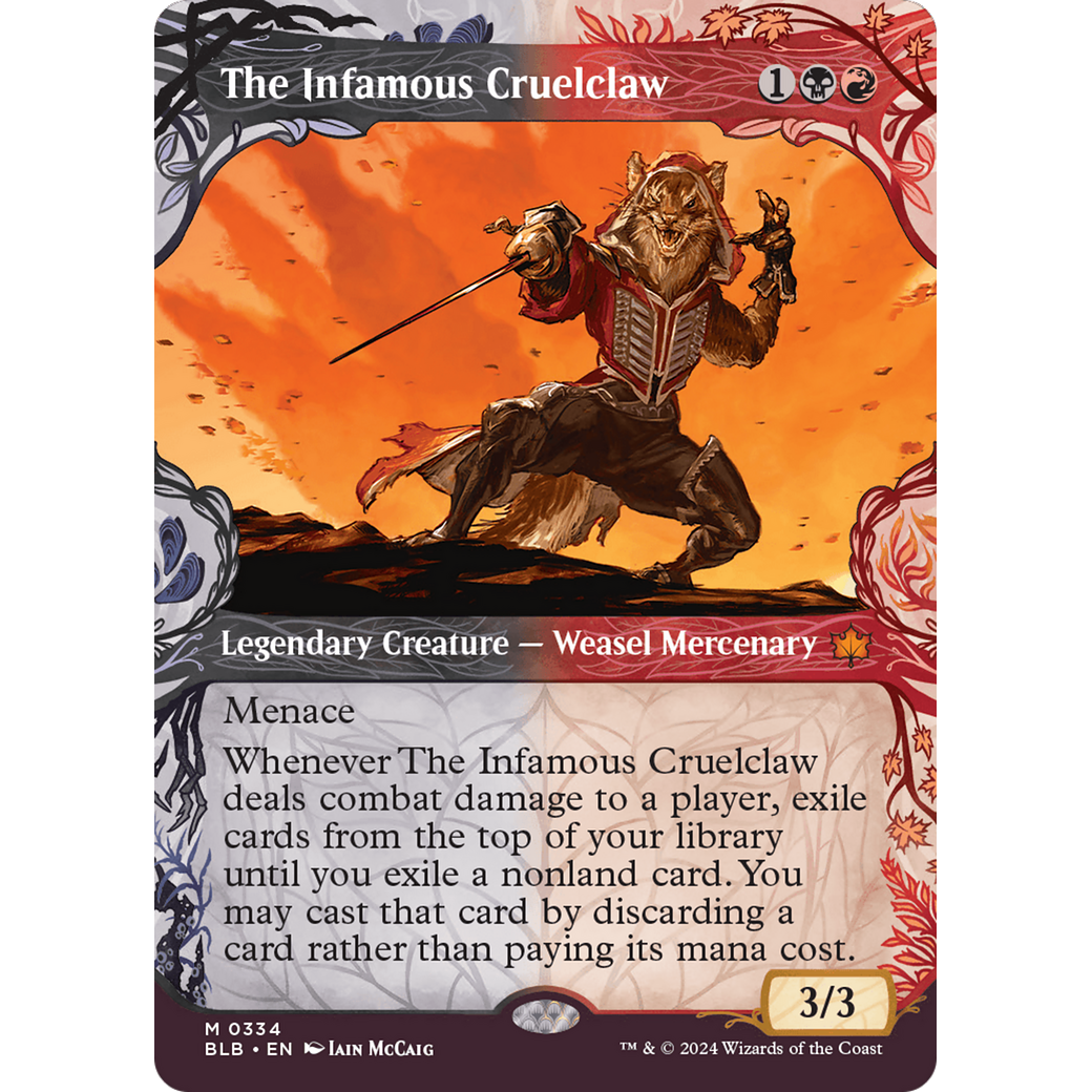The Infamous Cruelclaw (BLB-334) - Bloomburrow: (Showcase) (Borderless) Foil