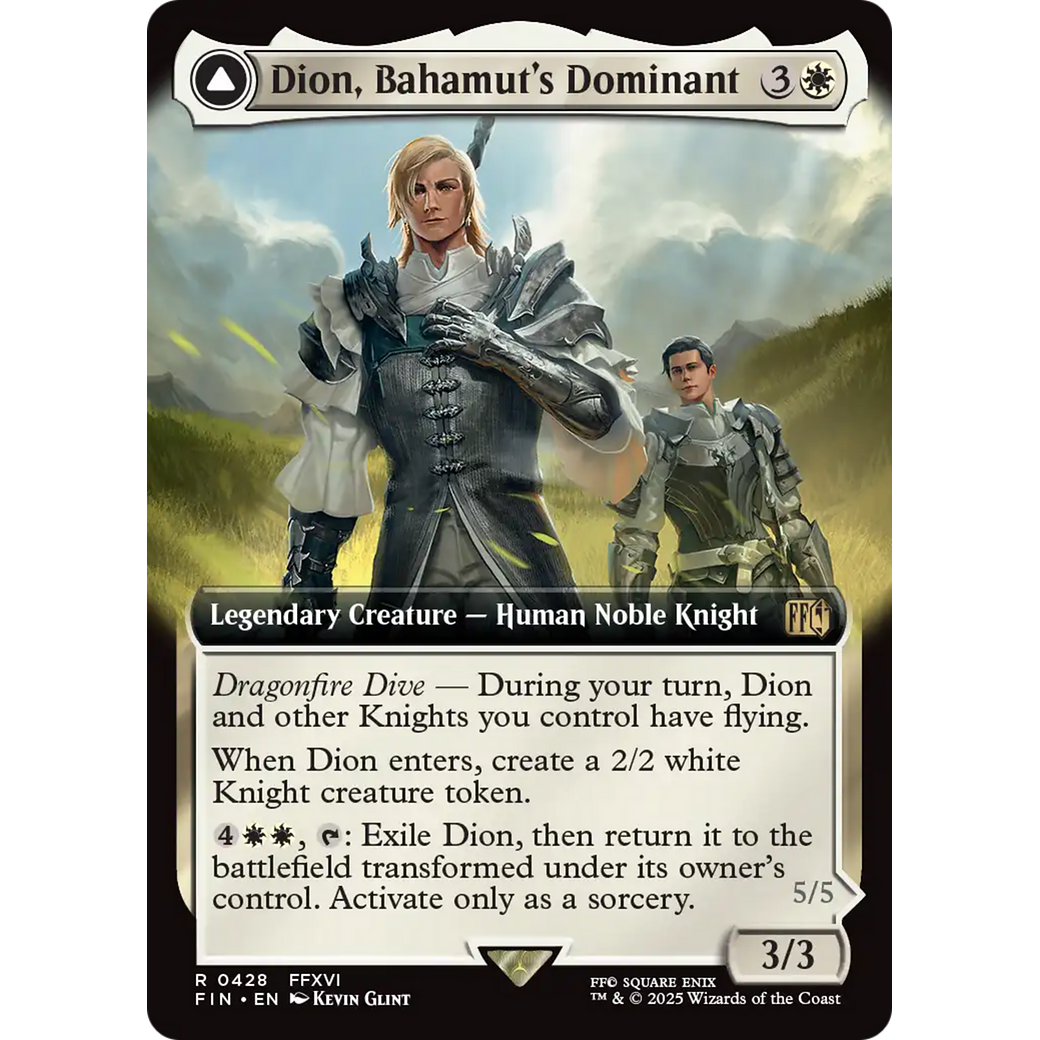 Dion, Bahamut's Dominant // Bahamut, Warden of Light (FIN-428) - FINAL FANTASY: (enchantment, Extended Art) Foil