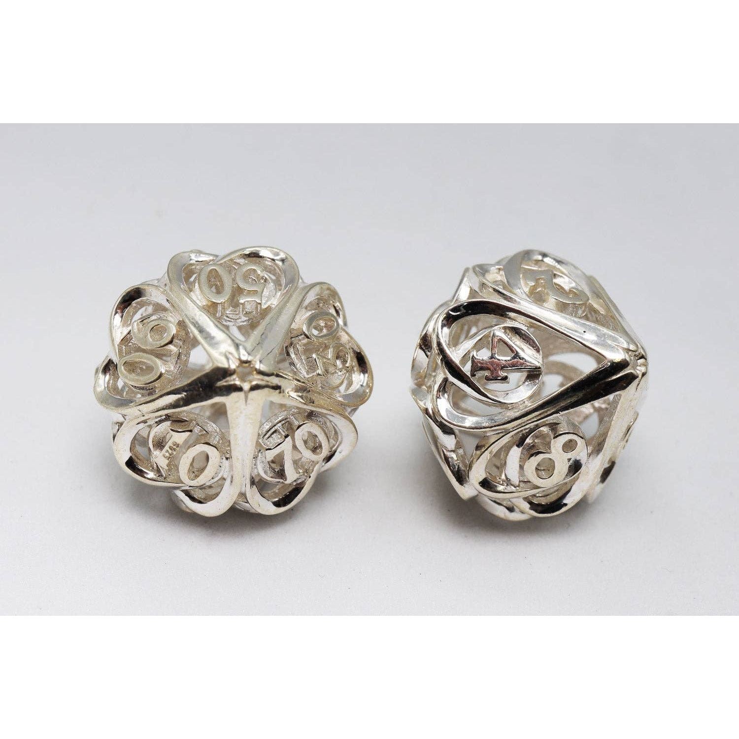 Hollow Hearts: Sterling Silver - Premium RPG Metal Dice Set