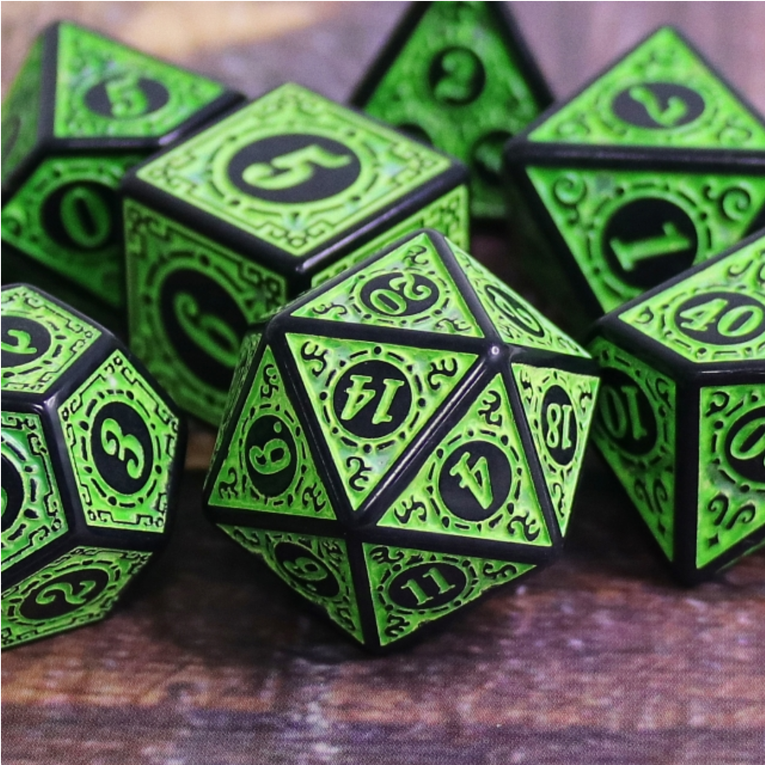 Magic Flame - Green RPG Dice Set