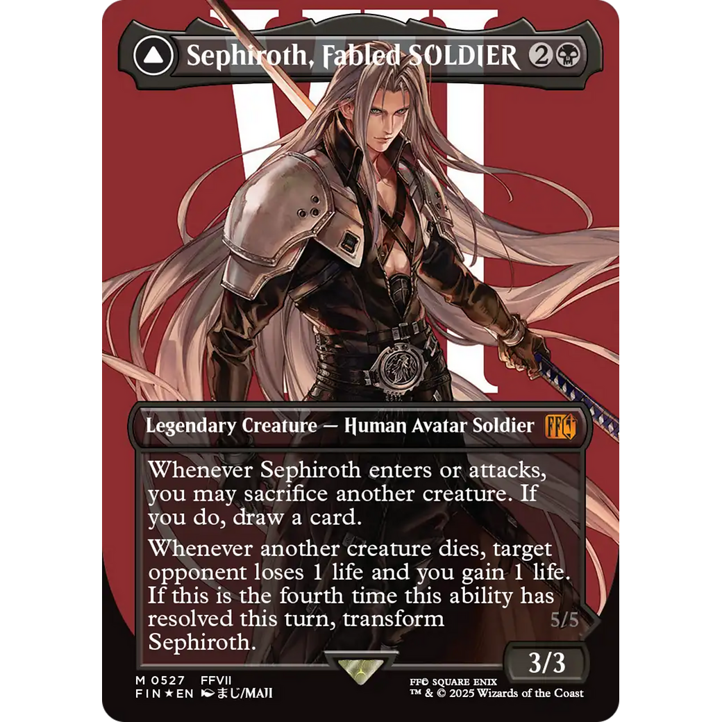 Sephiroth, Fabled SOLDIER (Borderless) (Surge Foil) (0527) (FIN-527) - FINAL FANTASY (Borderless) Foil