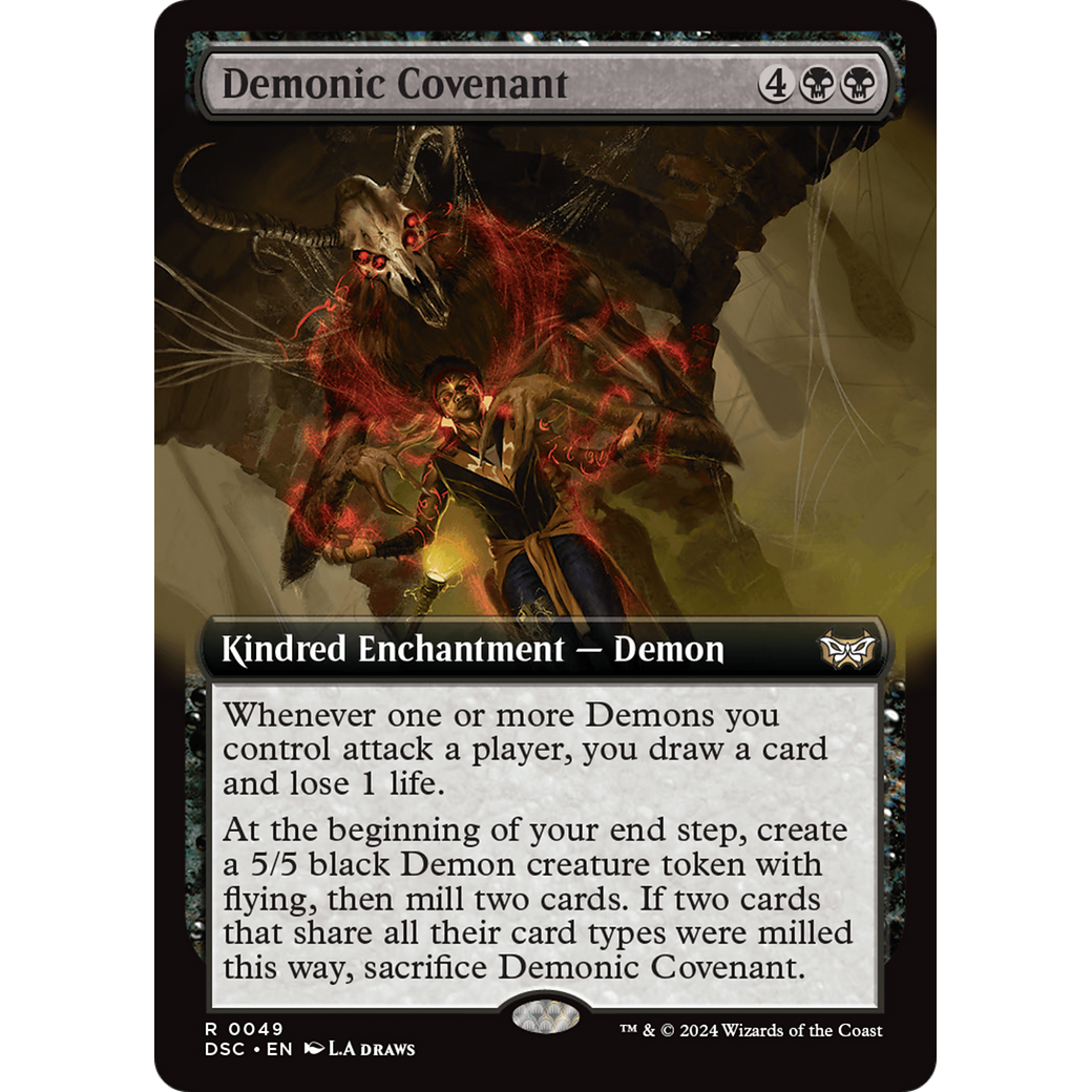 Demonic Covenant (DSC-049) - Duskmourn: House of Horror Commander: (Extended Art)