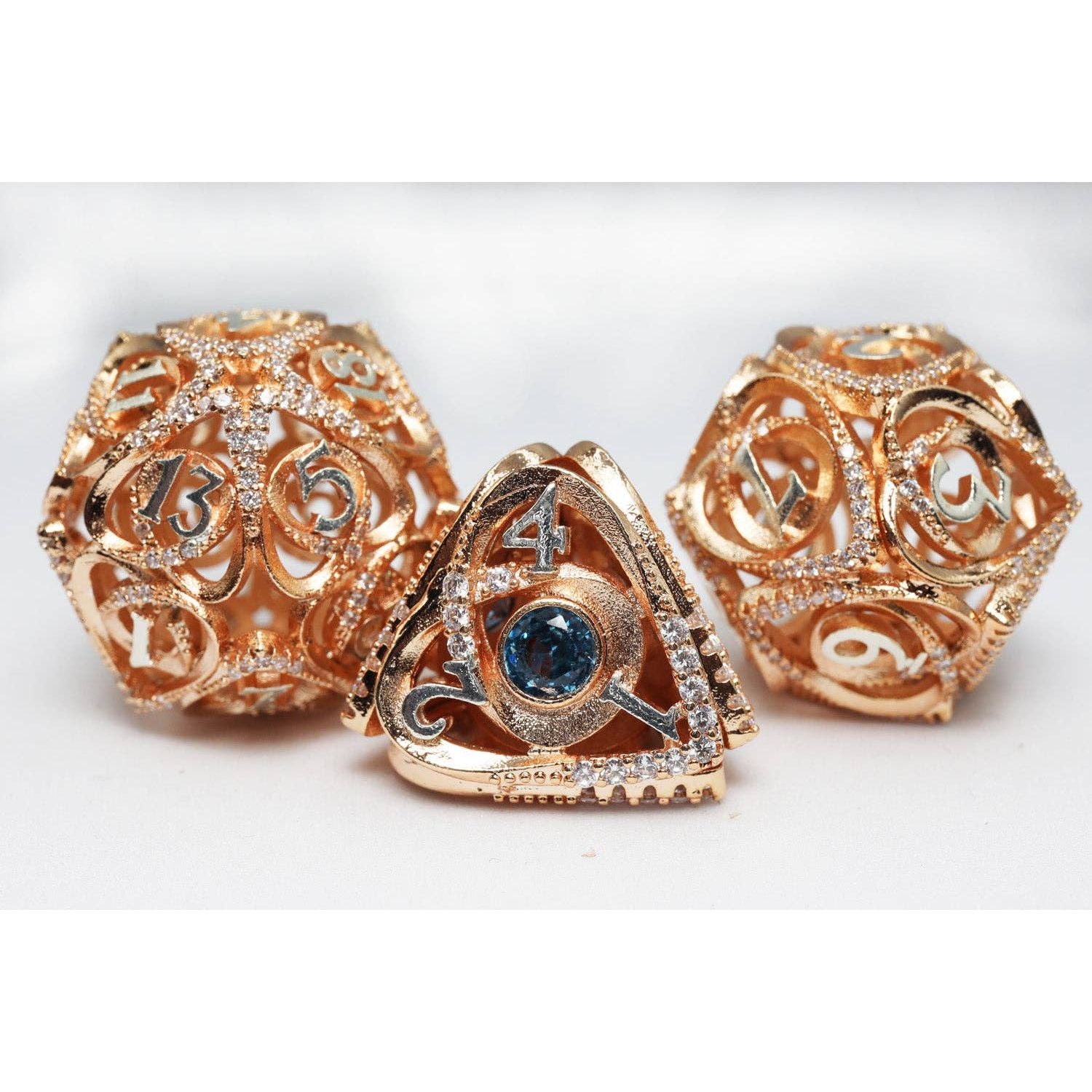 Hollow Hearts: Jeweled Copper - Metal RPG Dice Set