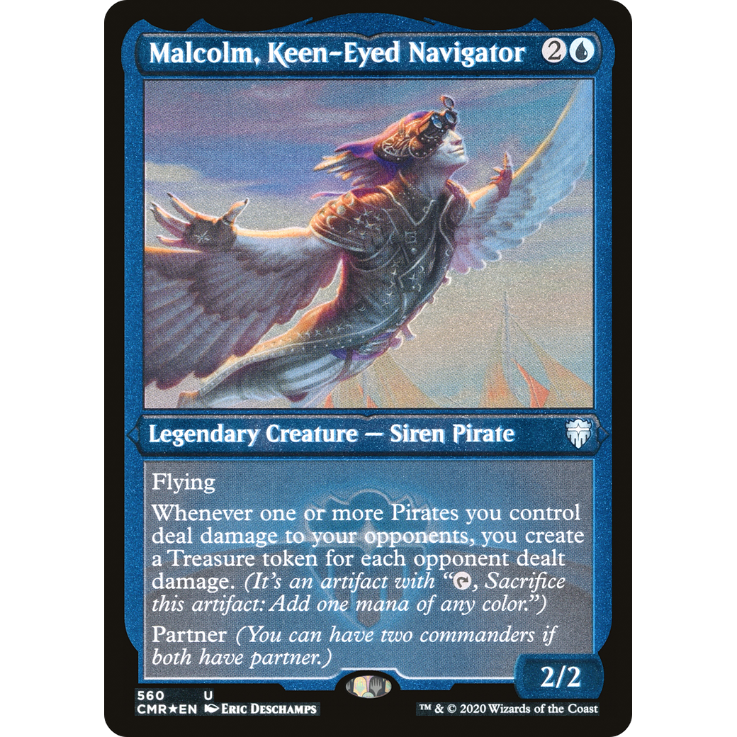 Malcolm, Keen-Eyed Navigator (Foil Etched) (CMR-560) - Commander Legends Foil