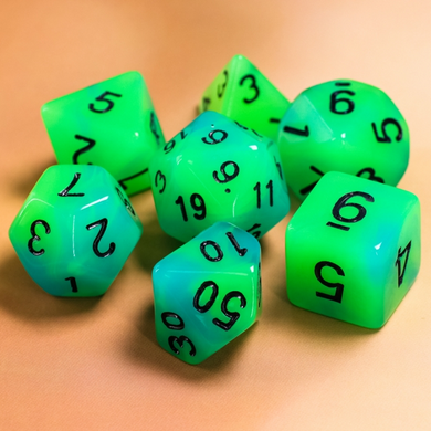 Glow in the Dark - Blue and Green RPG Dice Set