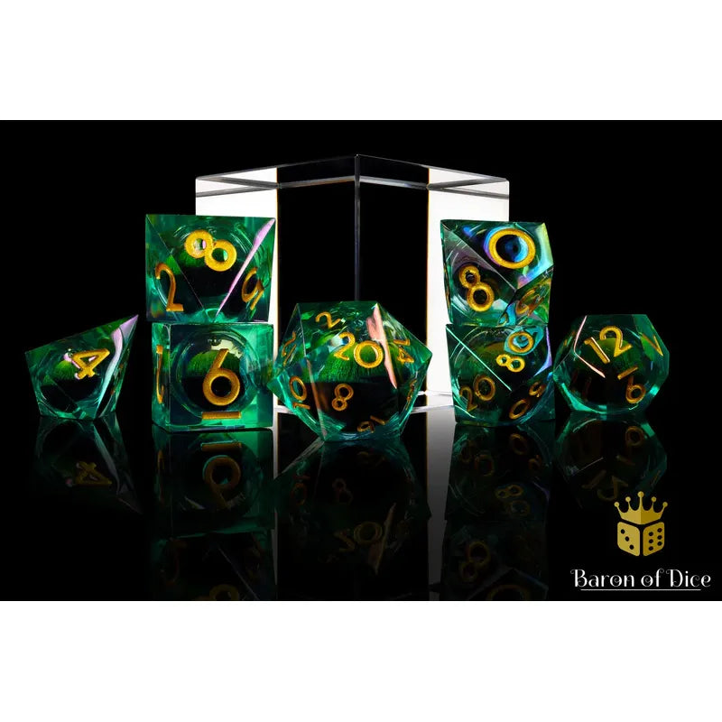 Baron of Dice: Dragon's Eye - Liquid Core 7 Piece Polyhedral RPG Dice Set