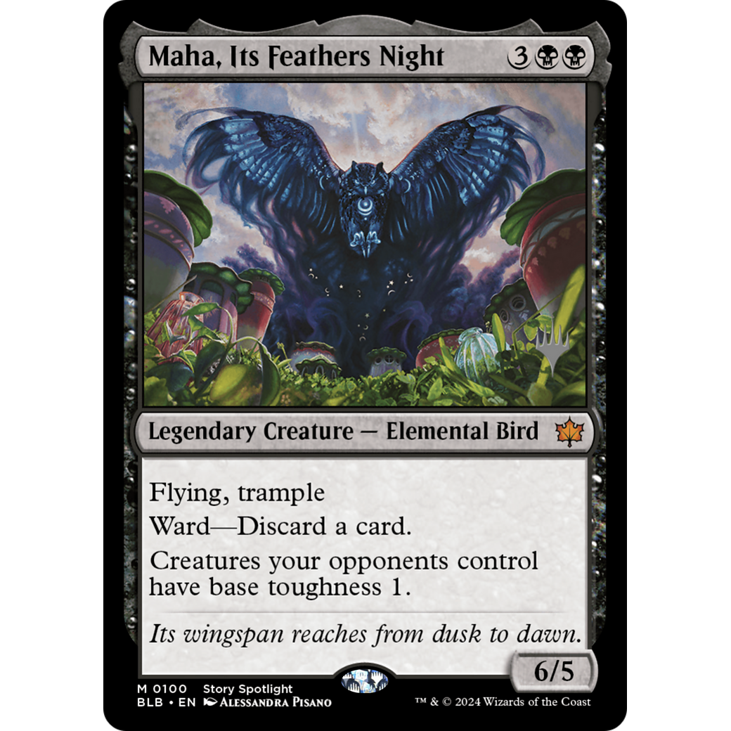 Maha, Its Feathers Night (PPBLB-100P) - Bloomburrow Promos Foil