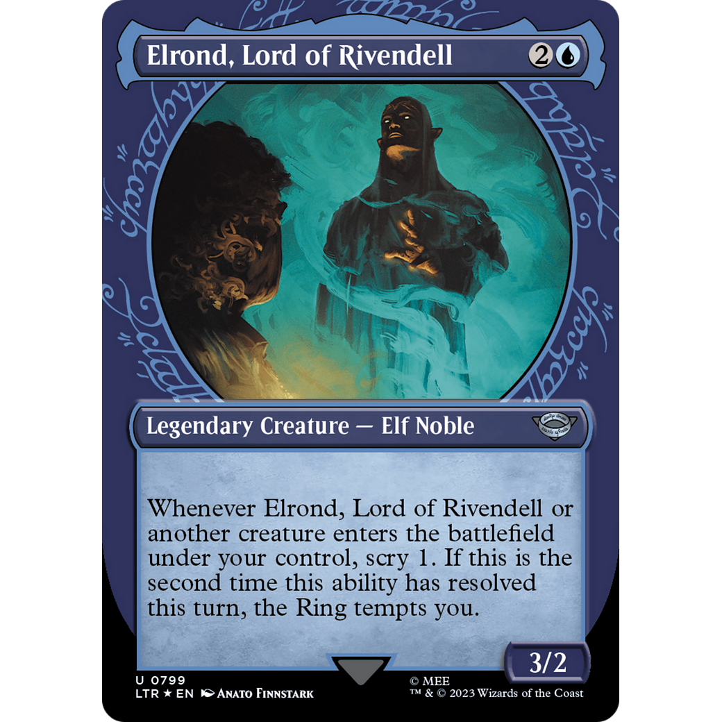 Elrond, Lord of Rivendell (LTR-799) - The Lord of the Rings: Tales of Middle-earth: (Showcase) (Borderless) Foil