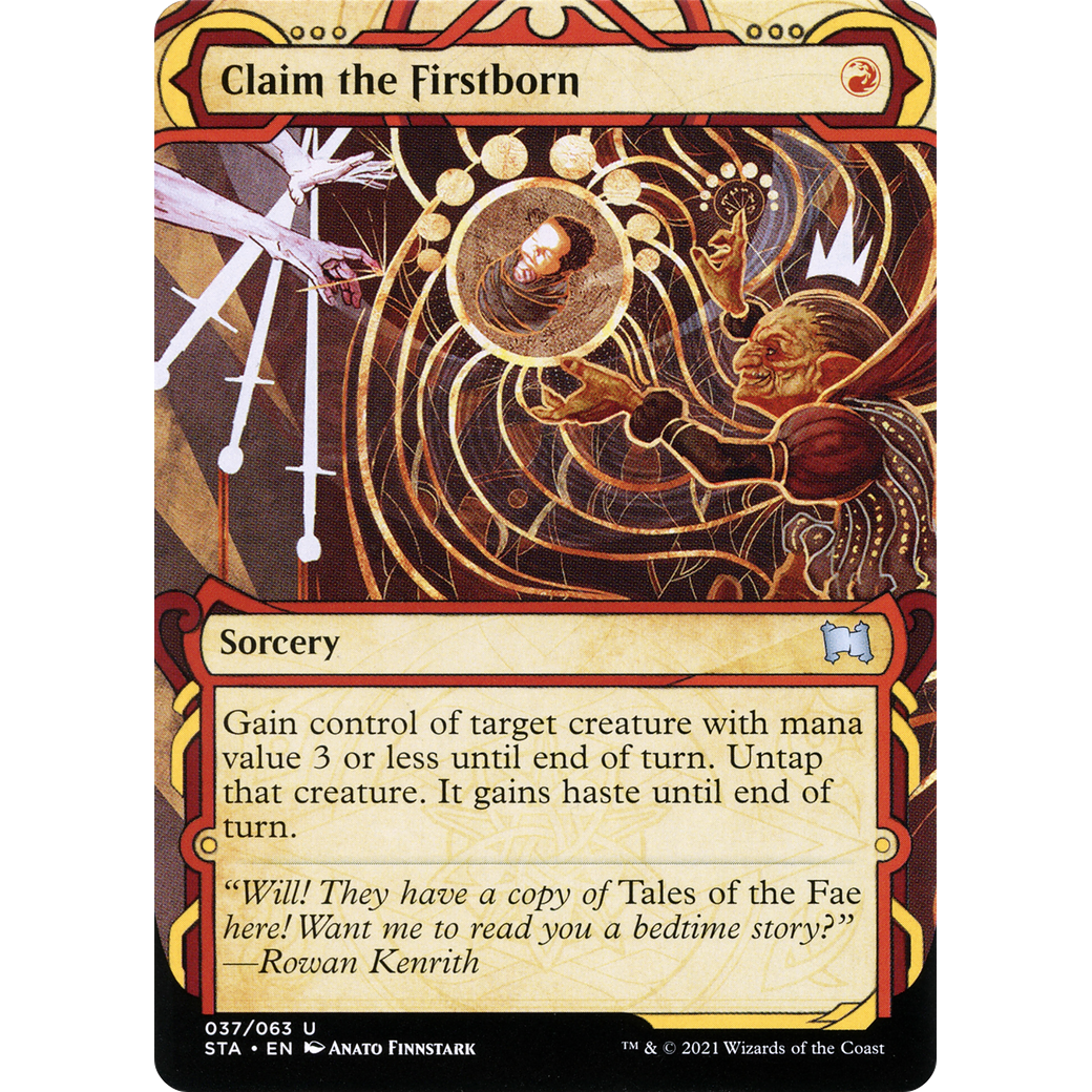 Claim the Firstborn (STA-037) - Strixhaven Mystical Archive: (Showcase) (Borderless) Foil