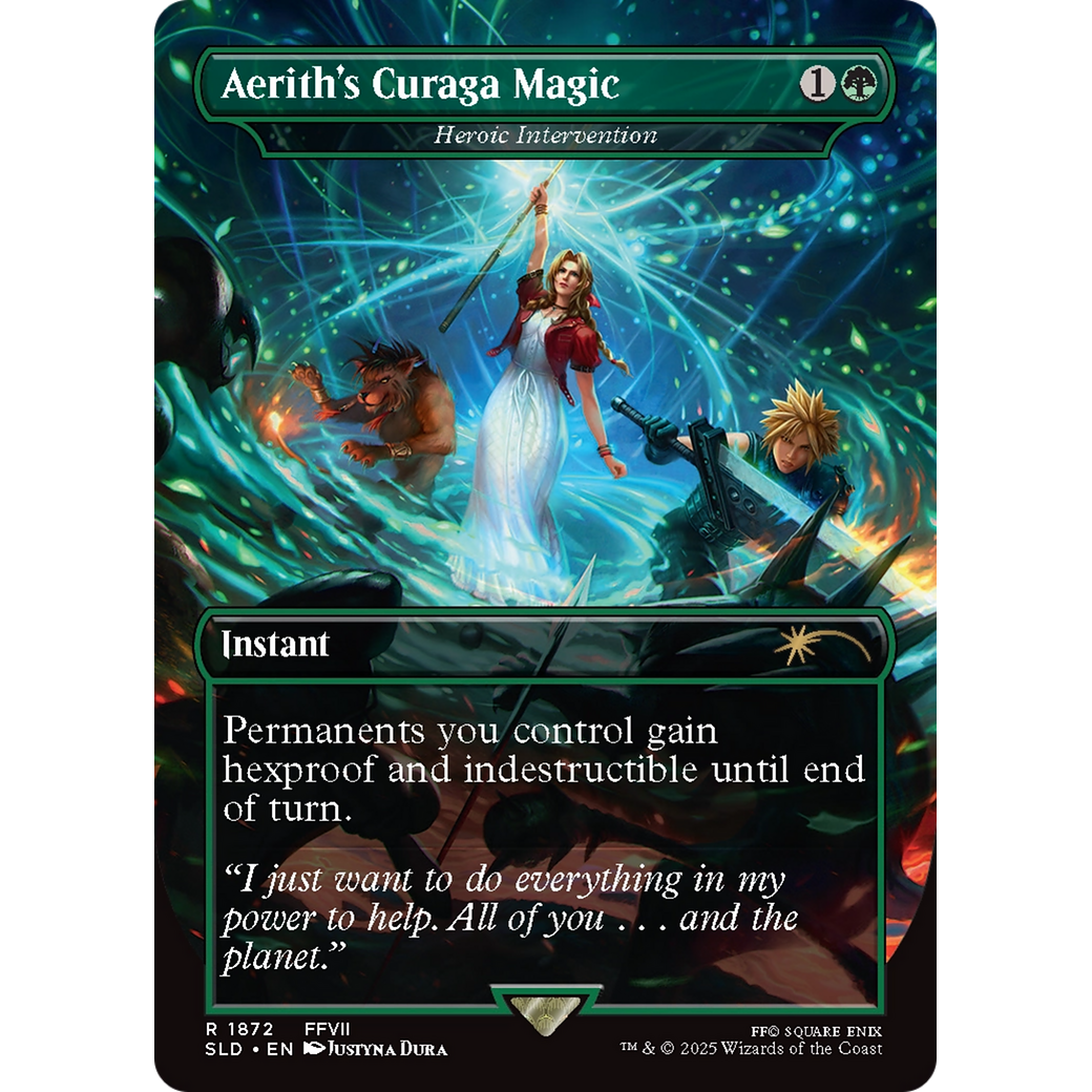 Aerith's Curaga Magic - Heroic Intervention (SLD-1872) - Secret Lair Drop / Aerith's Curaga Magic (Borderless)
