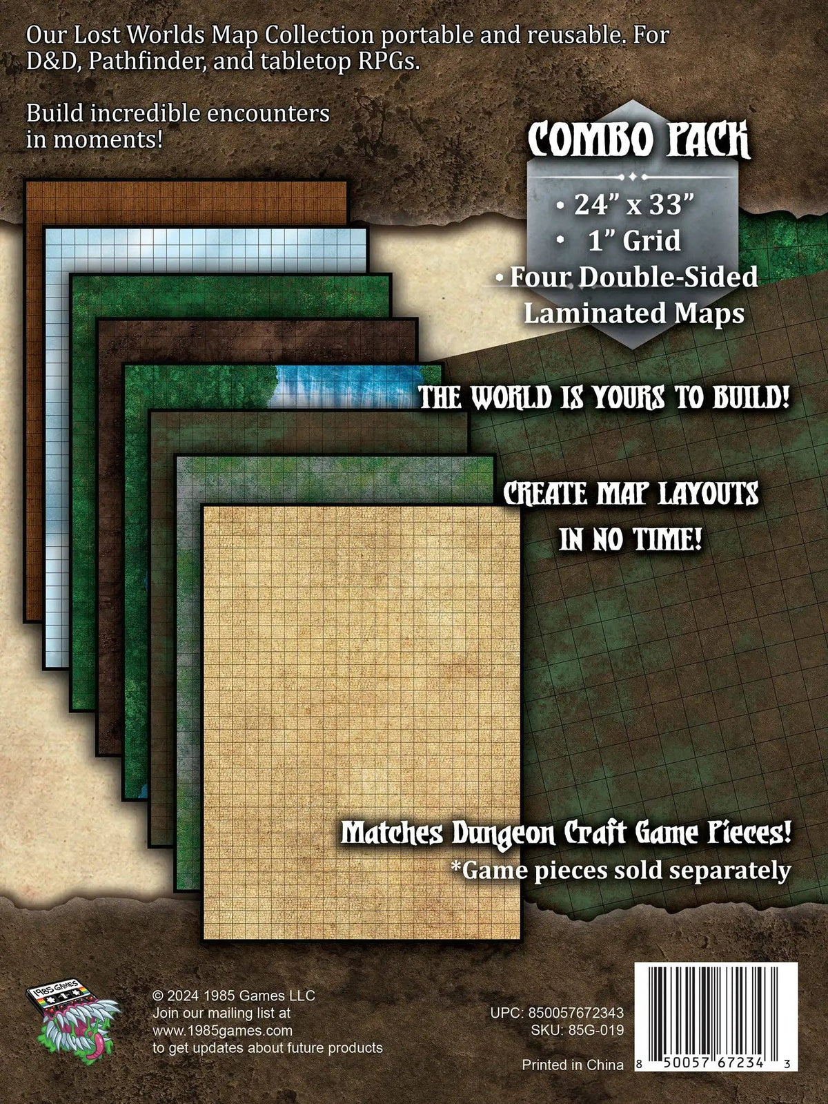 Dungeon Craft Battlemap 4 Pack: Lost Worlds - Double-Sided Dry/Erase RPG Maps