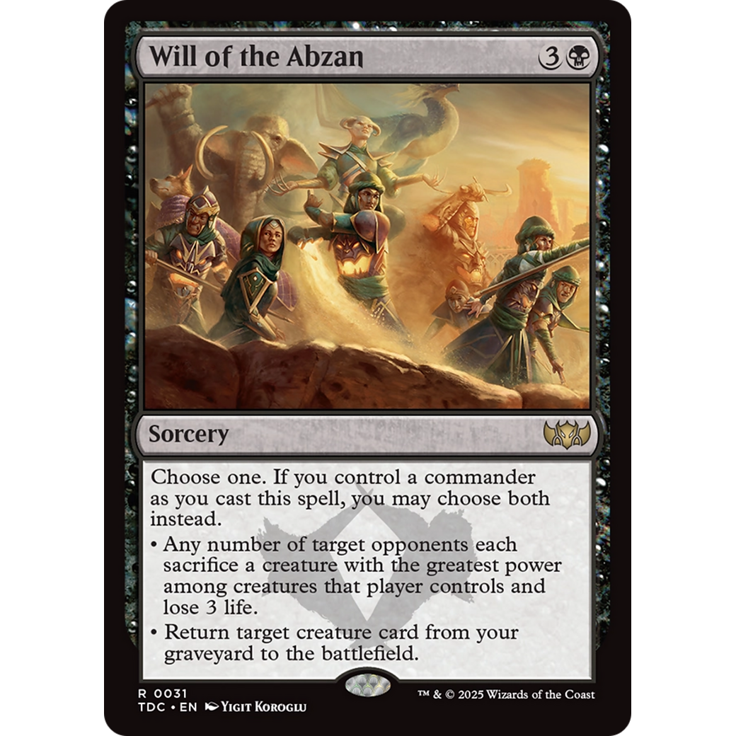 Will of the Abzan (TDC-031) - Commander: Tarkir: Dragonstorm